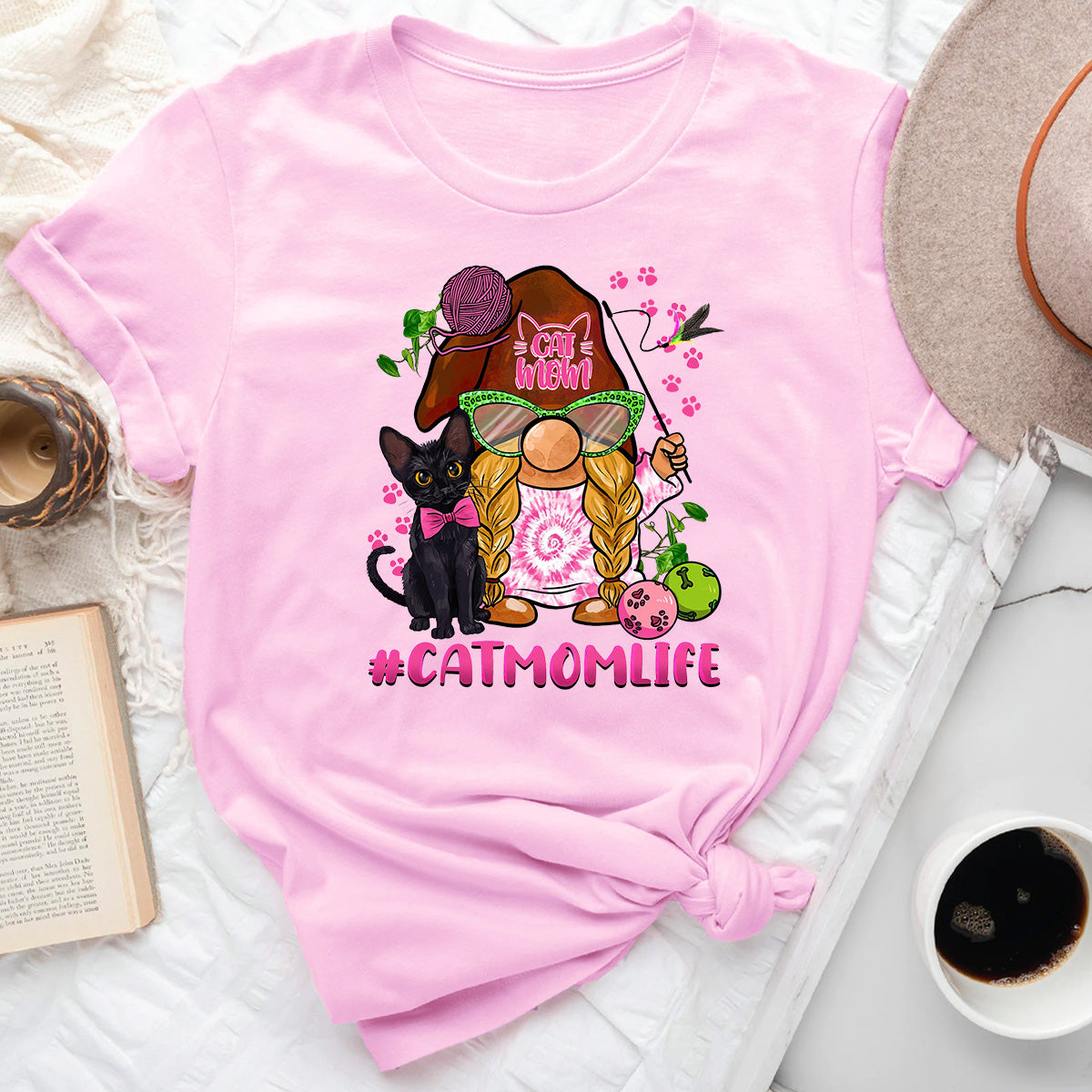 Cat Mom Life Gnome T-Shirt