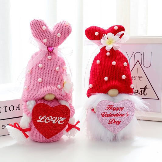 Valentine Heart Knit Hat Gnome