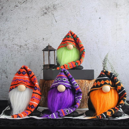 Long Hat Striped Halloween Gnomes