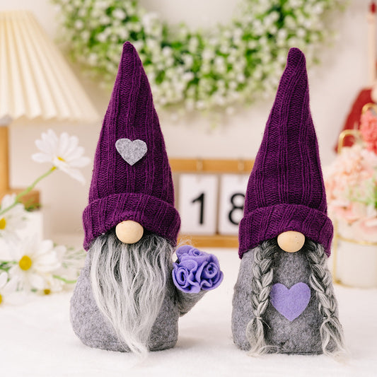 Rustic Purple Flowers Gnome