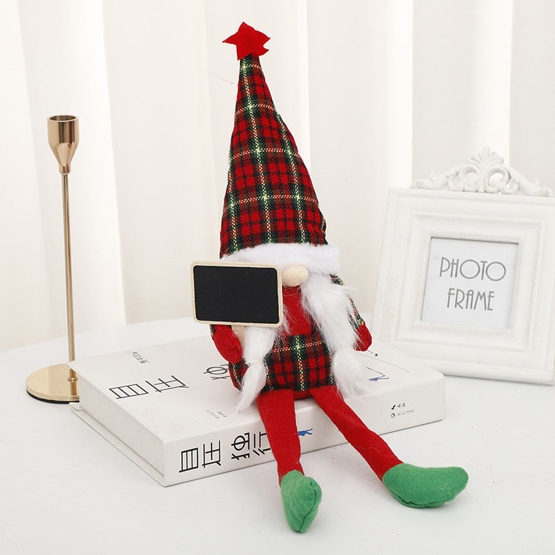 Christmas Holding a DIY Blackboard Gnome