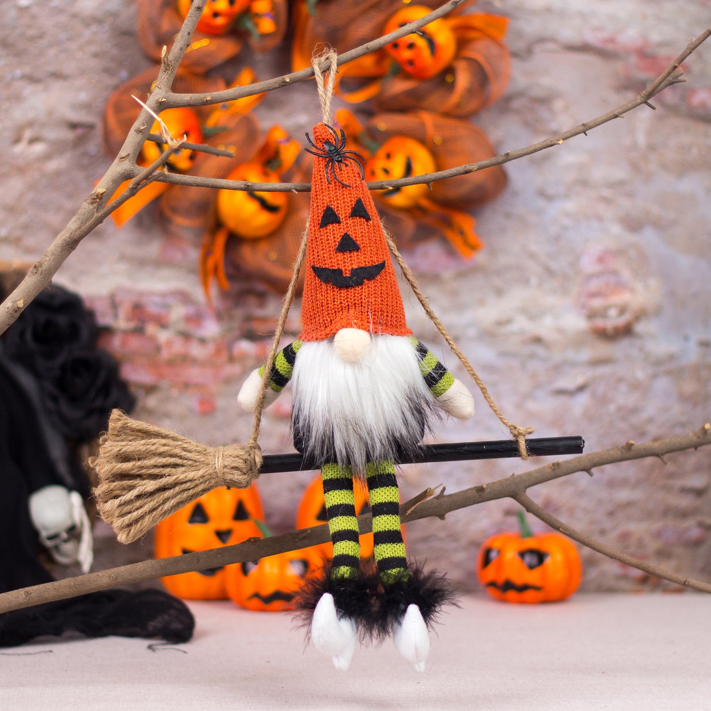 Halloween Witch Broom Gnome