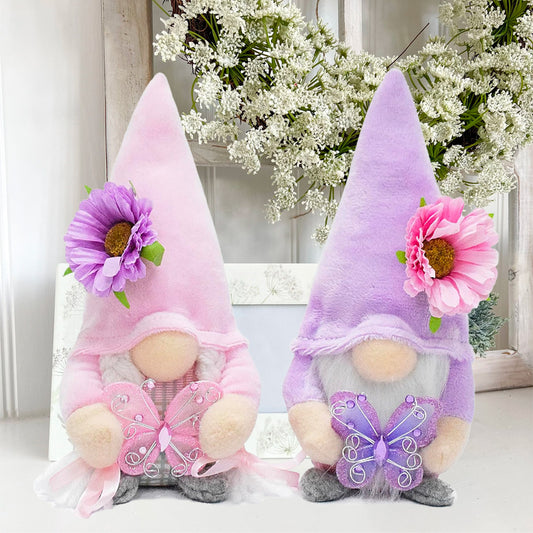 Spring Butterfly Flower Gnome Set