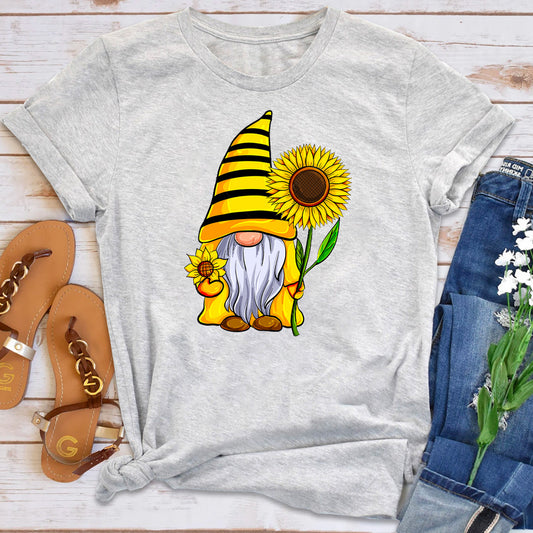 Bee Gnome Holding Sunflower T-Shirt