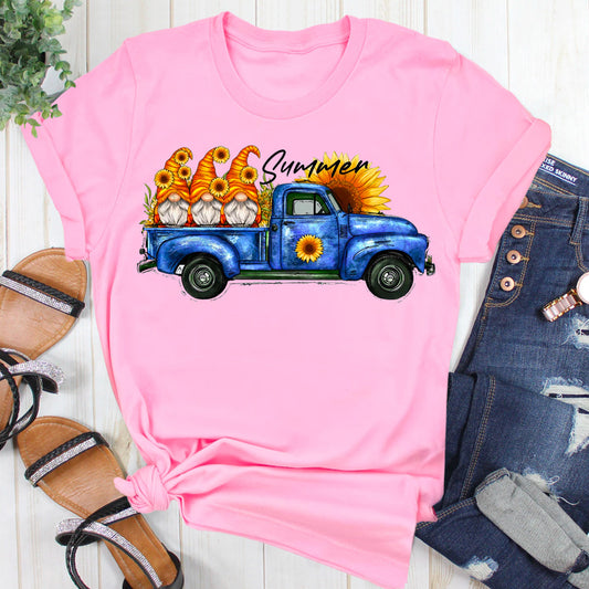 Summer Sunflower Gnomes Truck T-Shirt