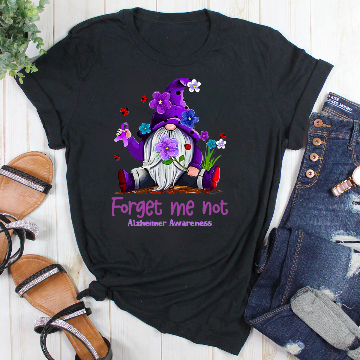 Forget Me Not Purple Alzheimer's Awareness T-Shirt