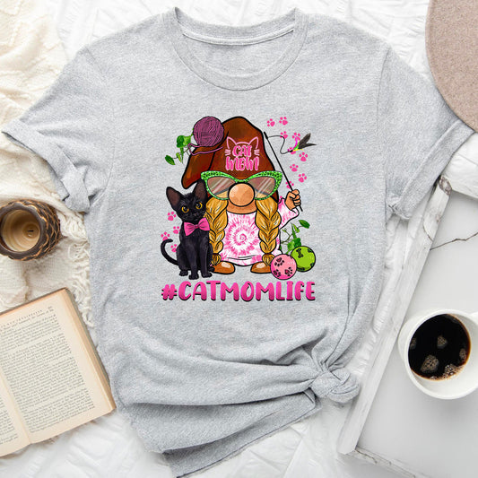 Cat Mom Life Gnome T-Shirt