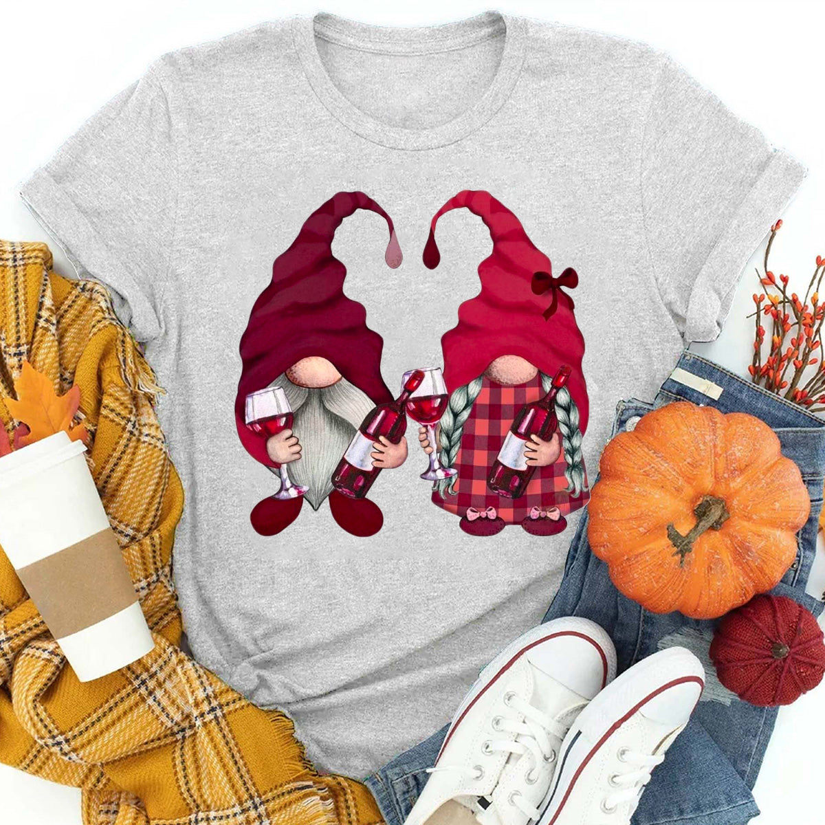 Wine Couple Gnomes T-Shirt