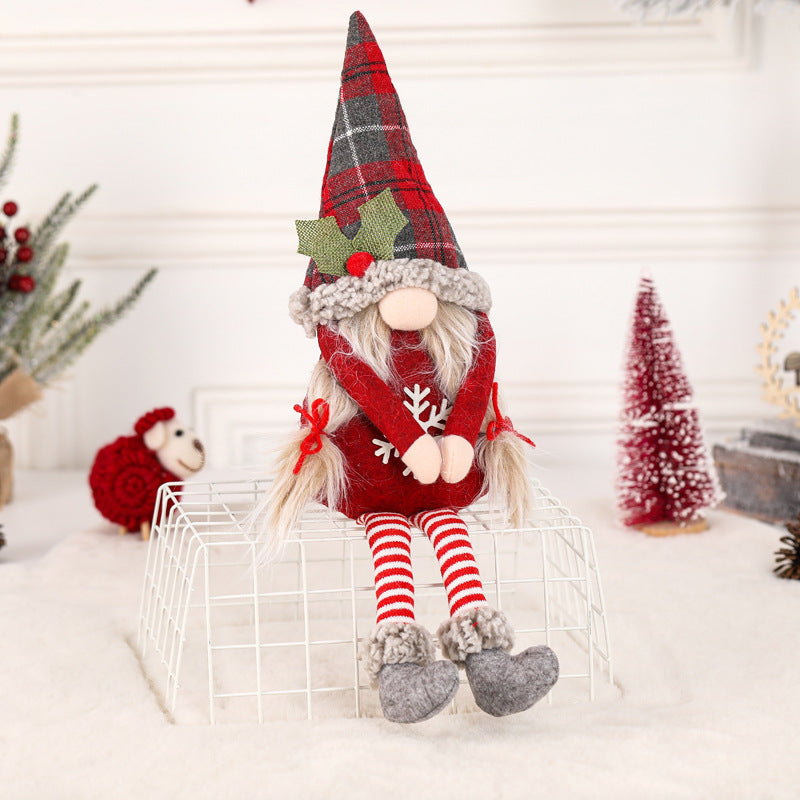 Christmas Holly Long-legged Gnome