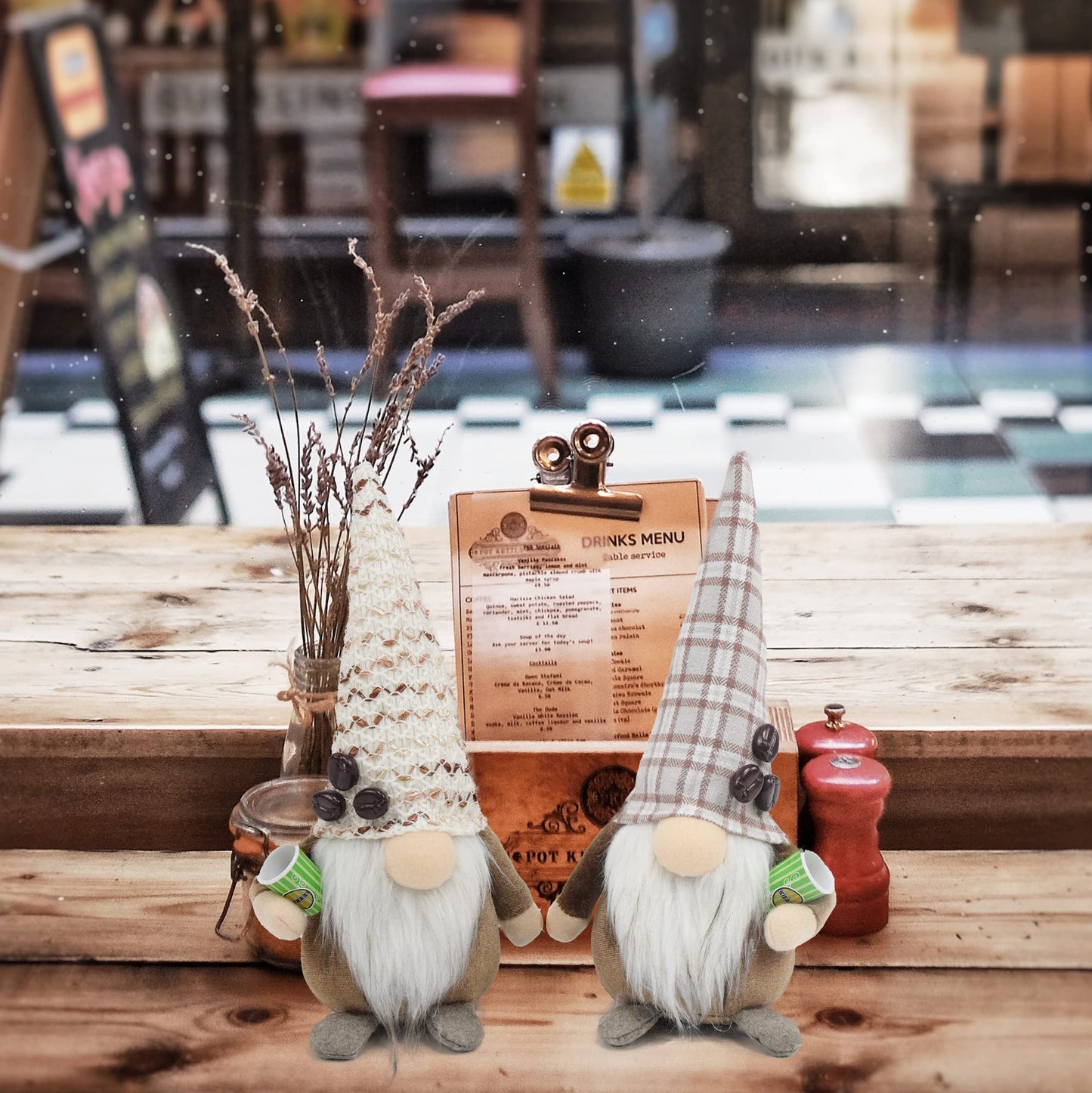 Farmhouse Plaid Coffee Gnome