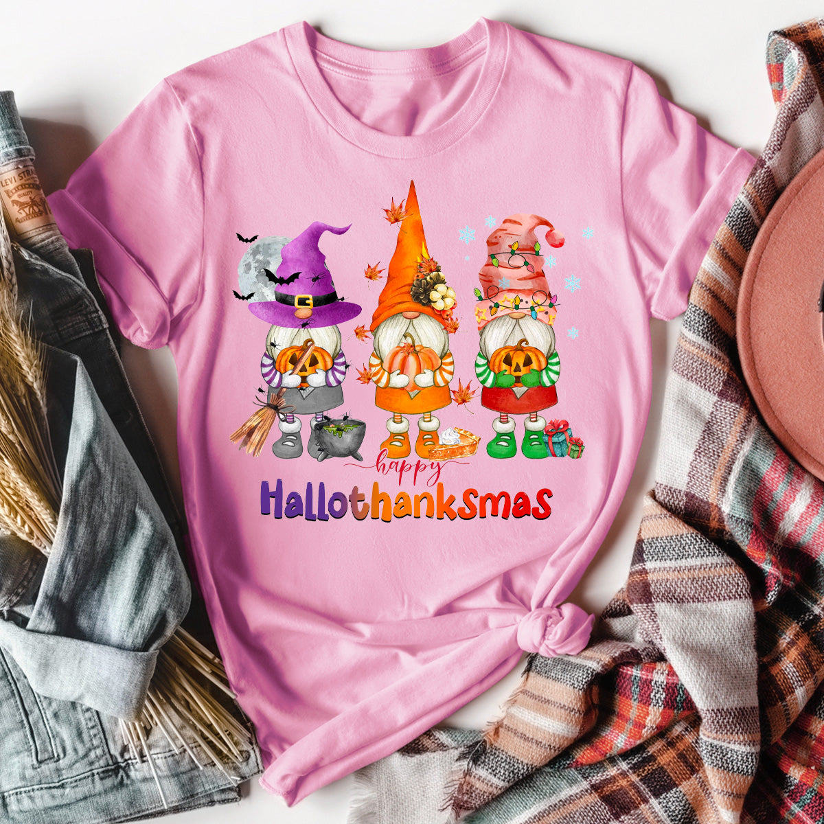 Happy HalloThanksMas Gnome T-Shirt