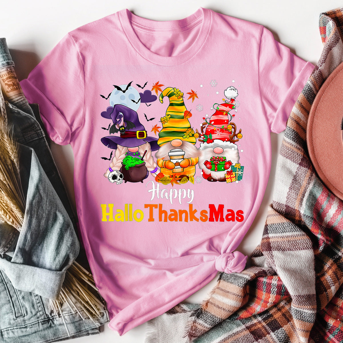 Happy HalloThanksMas Gnomes T-Shirt