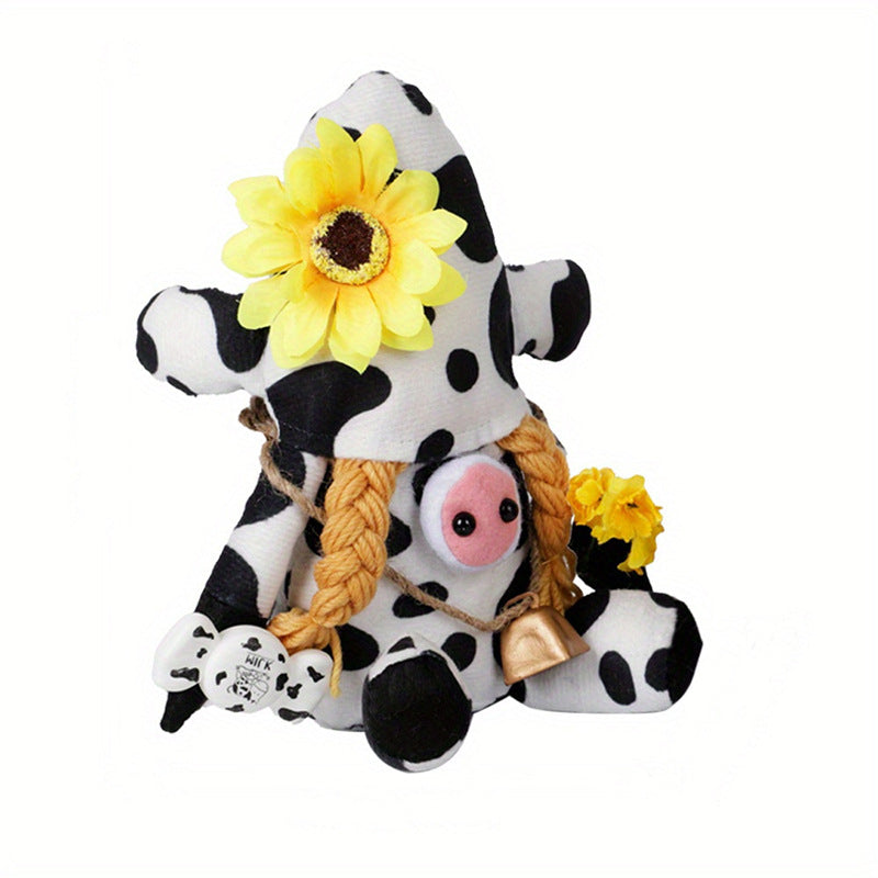 Spring Sunflower Cow Gnome