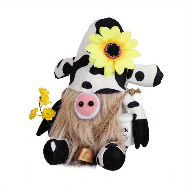 Spring Sunflower Cow Gnome