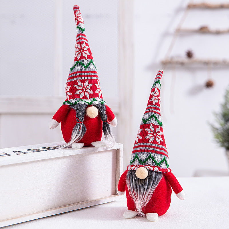 Christmas Colors Knitted Hat Gnome