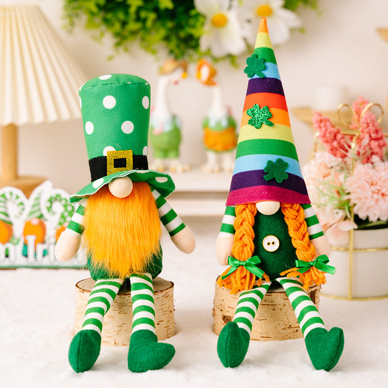 St. Patrick's Day Striped Long-legged Gnome