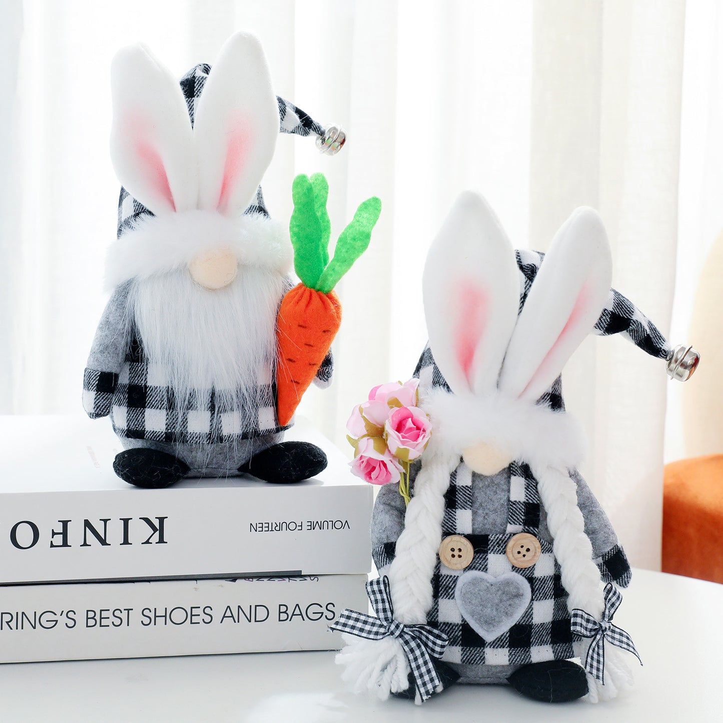 Easter Black and White Plaid Gnome