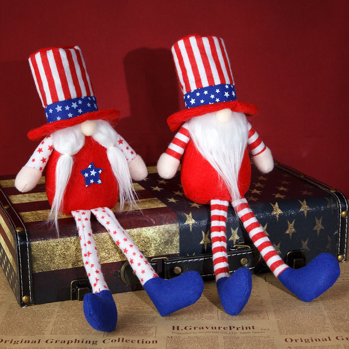 4th of July Long-legged American Flag Gnome