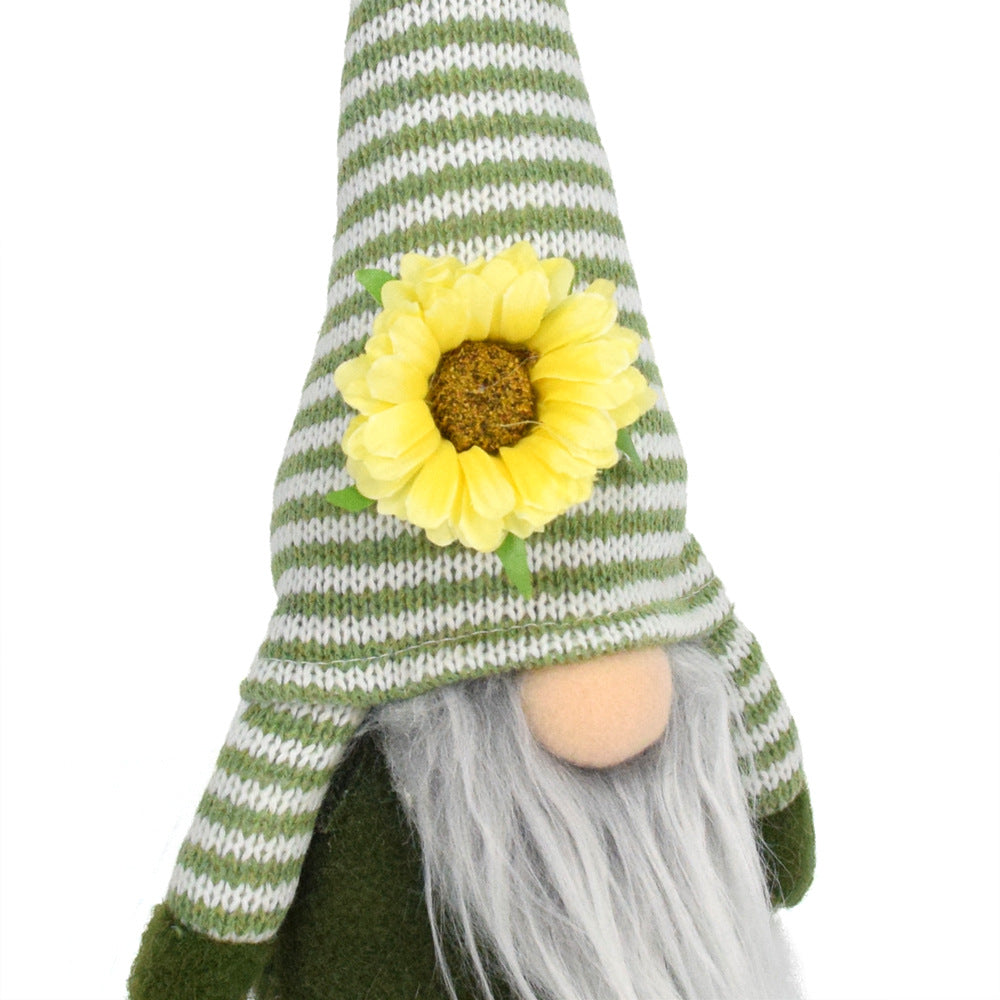 Spring Green Striped Flower Gnome
