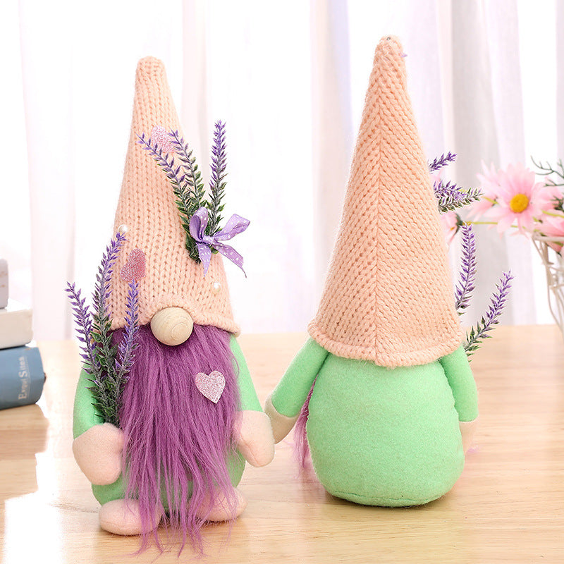 Lavender Love Heart Couple Gnome