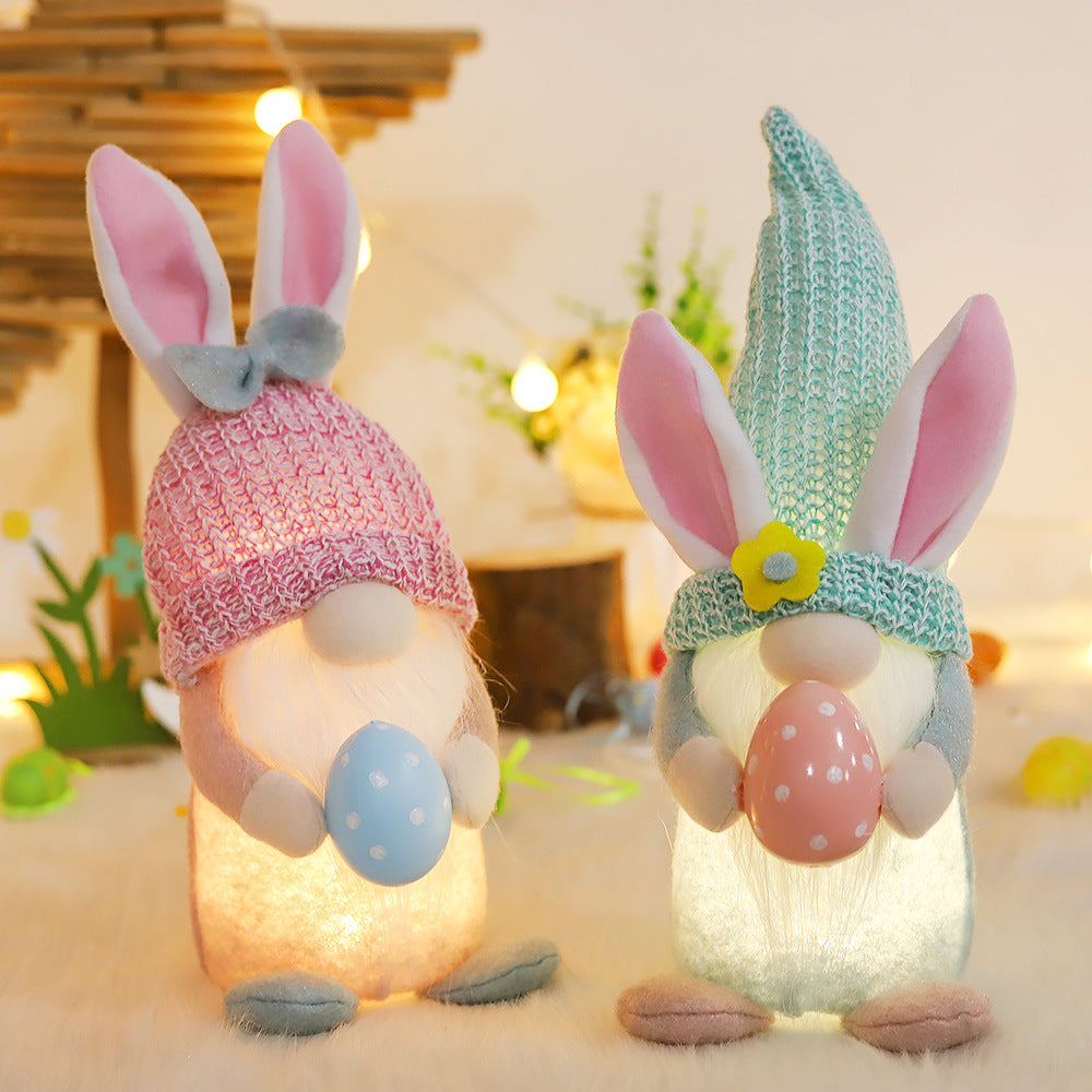 Easter Gnome Holding Eggs with Night Lights