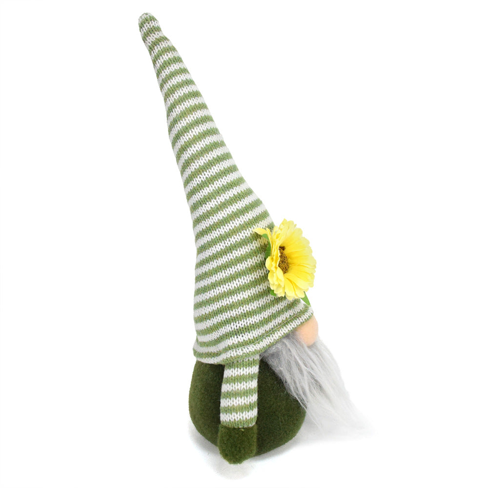 Spring Green Striped Flower Gnome