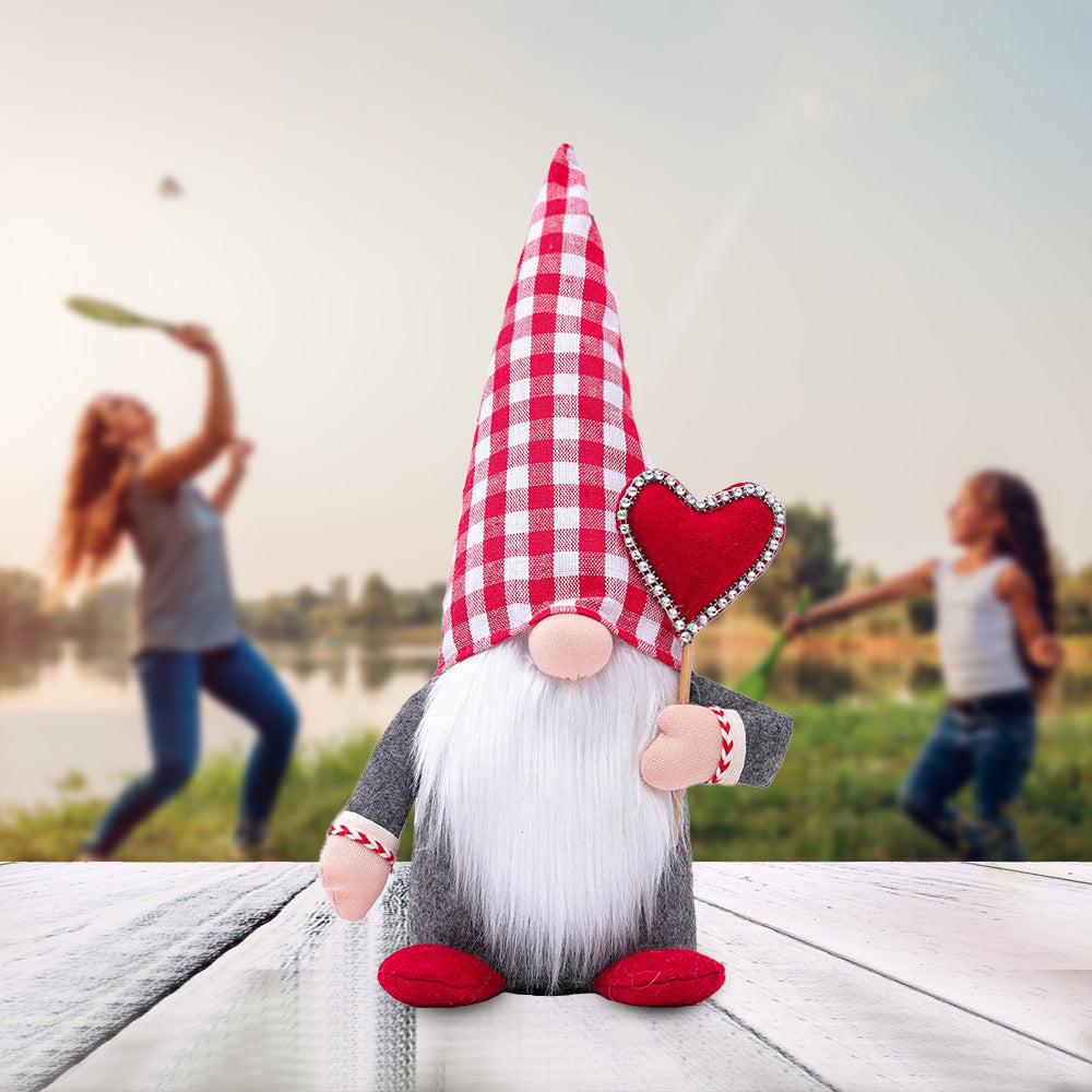 Plaid Heart Shaped Gnome