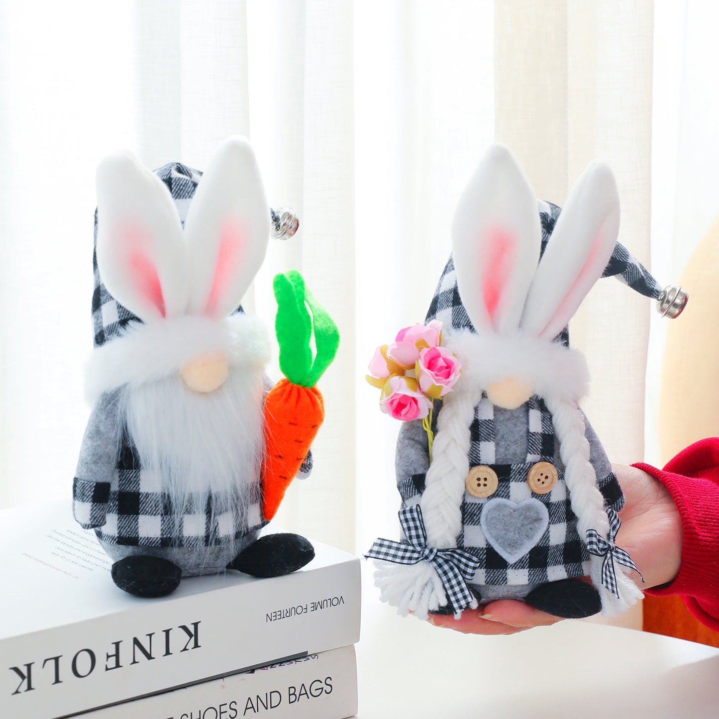 Easter Black and White Plaid Gnome