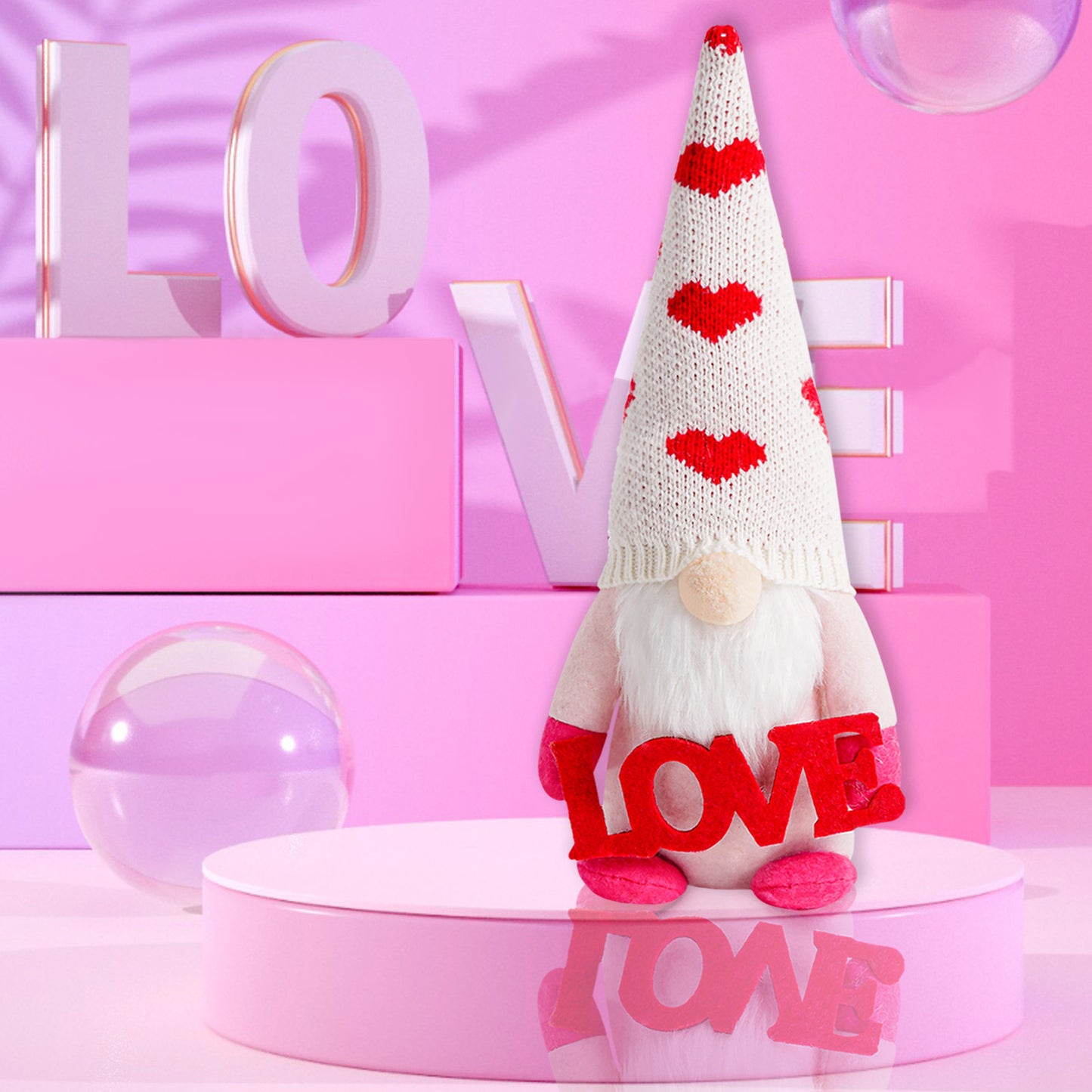 Knit Love Heart Valentine Gnome