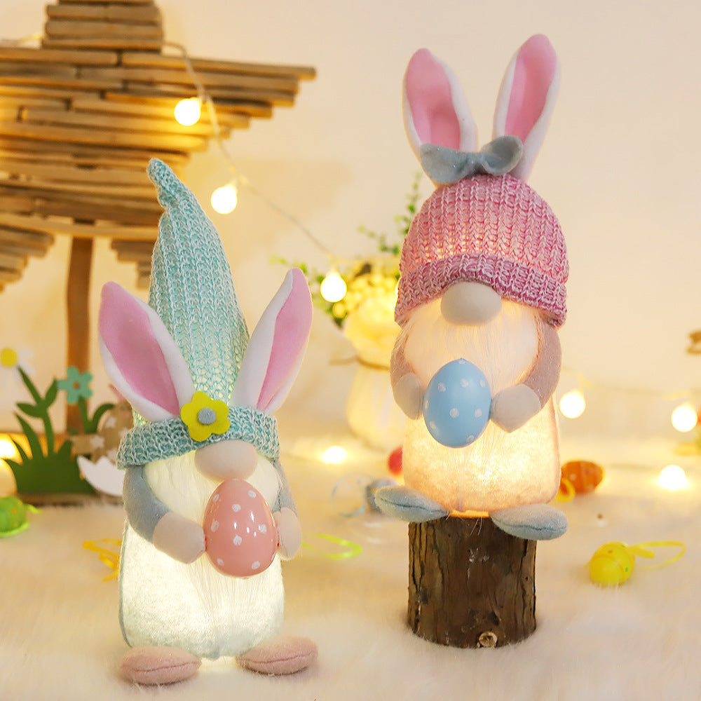 Easter Gnome Holding Eggs with Night Lights