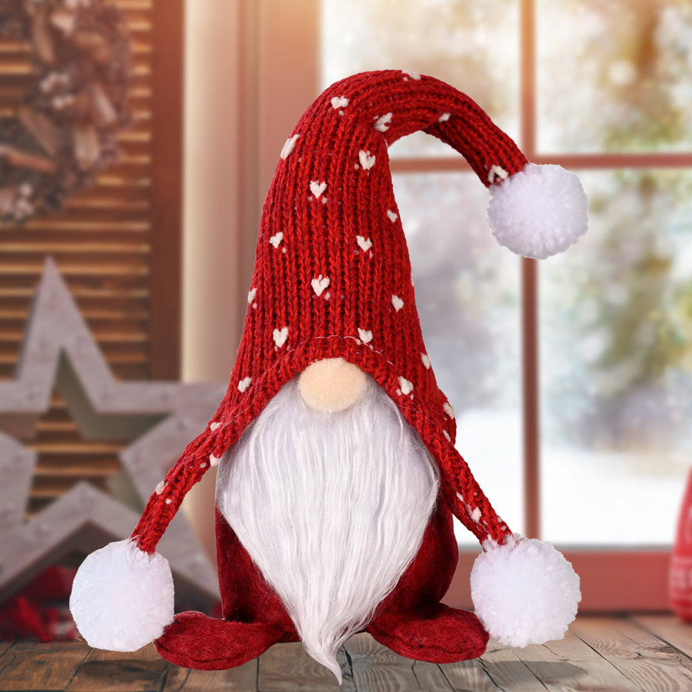 Knitted Fur Ball Christmas Gnome
