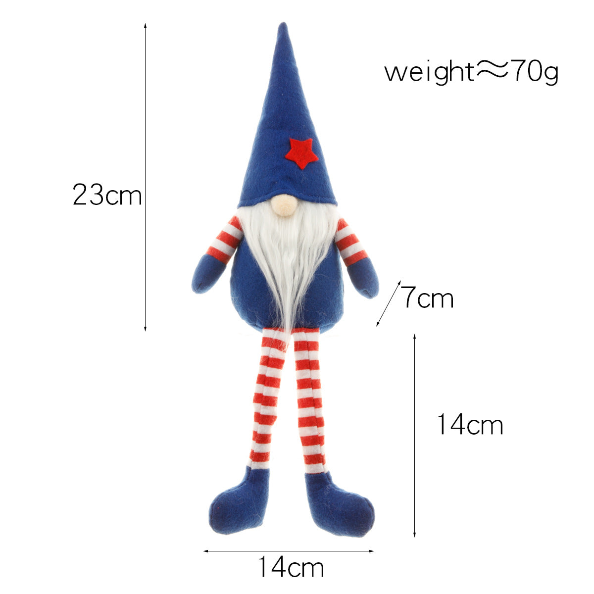 4th of July Long-legged American Flag Gnome