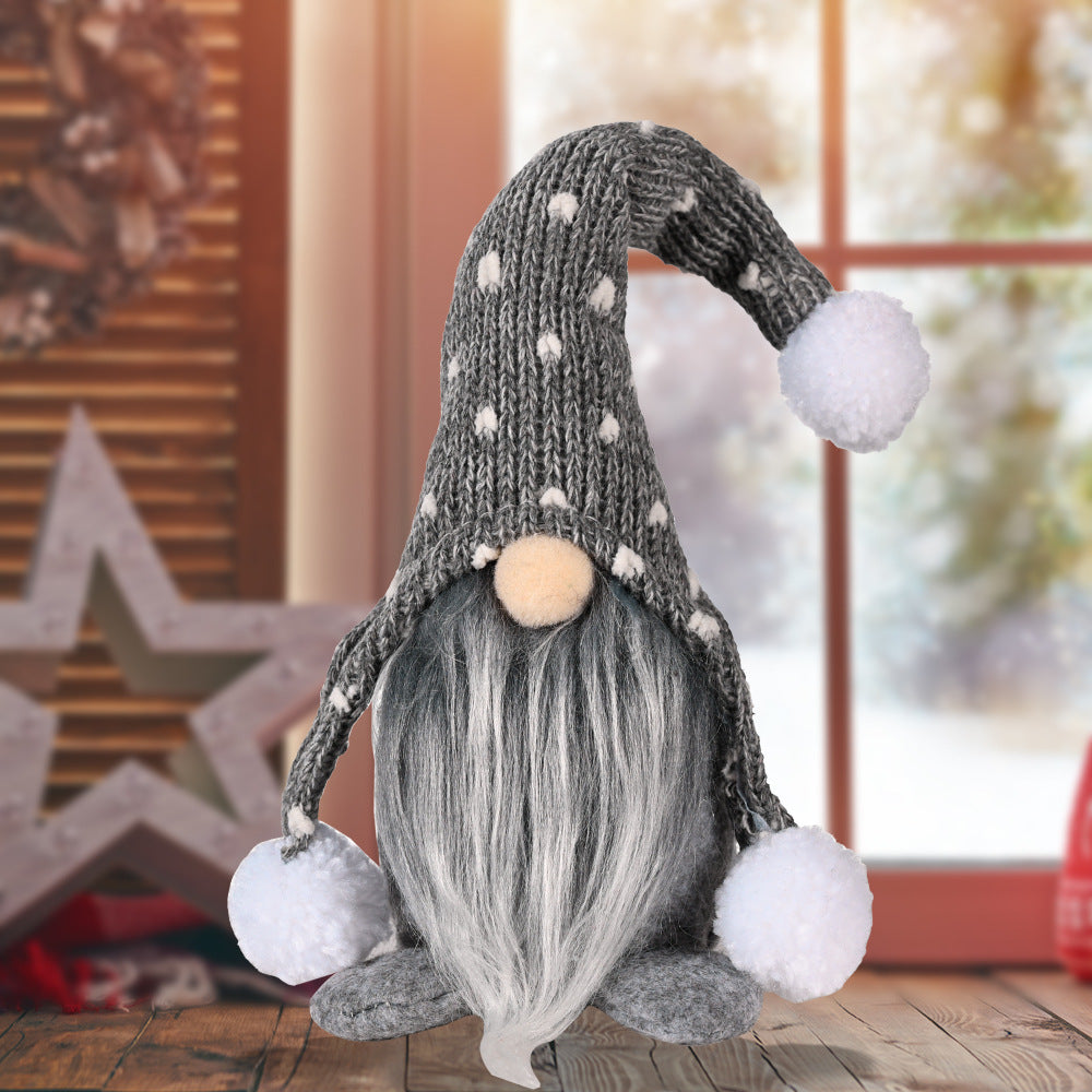 Knitted Fur Ball Christmas Gnome