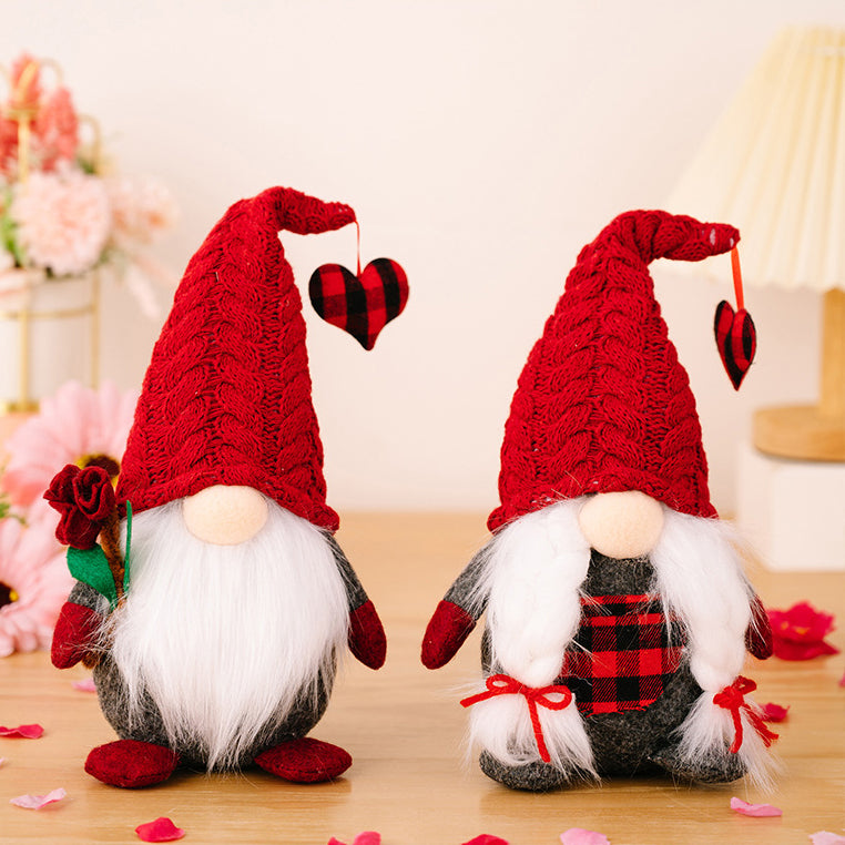 Knit Hat Rose Valentine Gnome