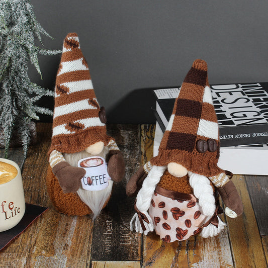 Knitted Coffee Gnome with Coffee Cup