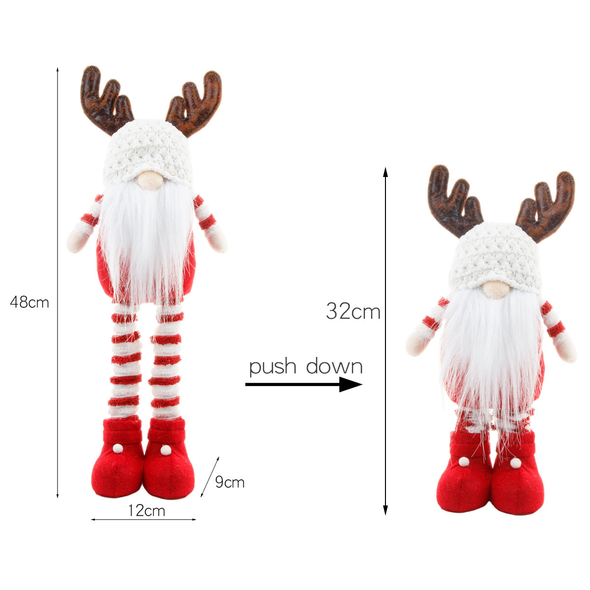 Retractable Spring Legs Reindeer Gnome