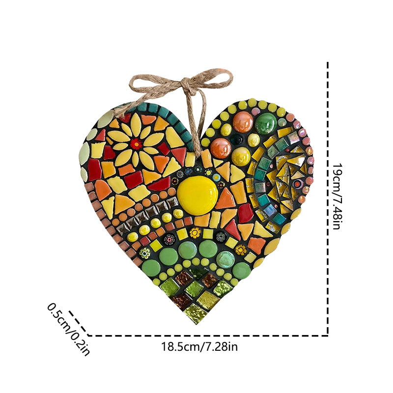 Colorful Garden Mosaic Heart Hanging Ornament