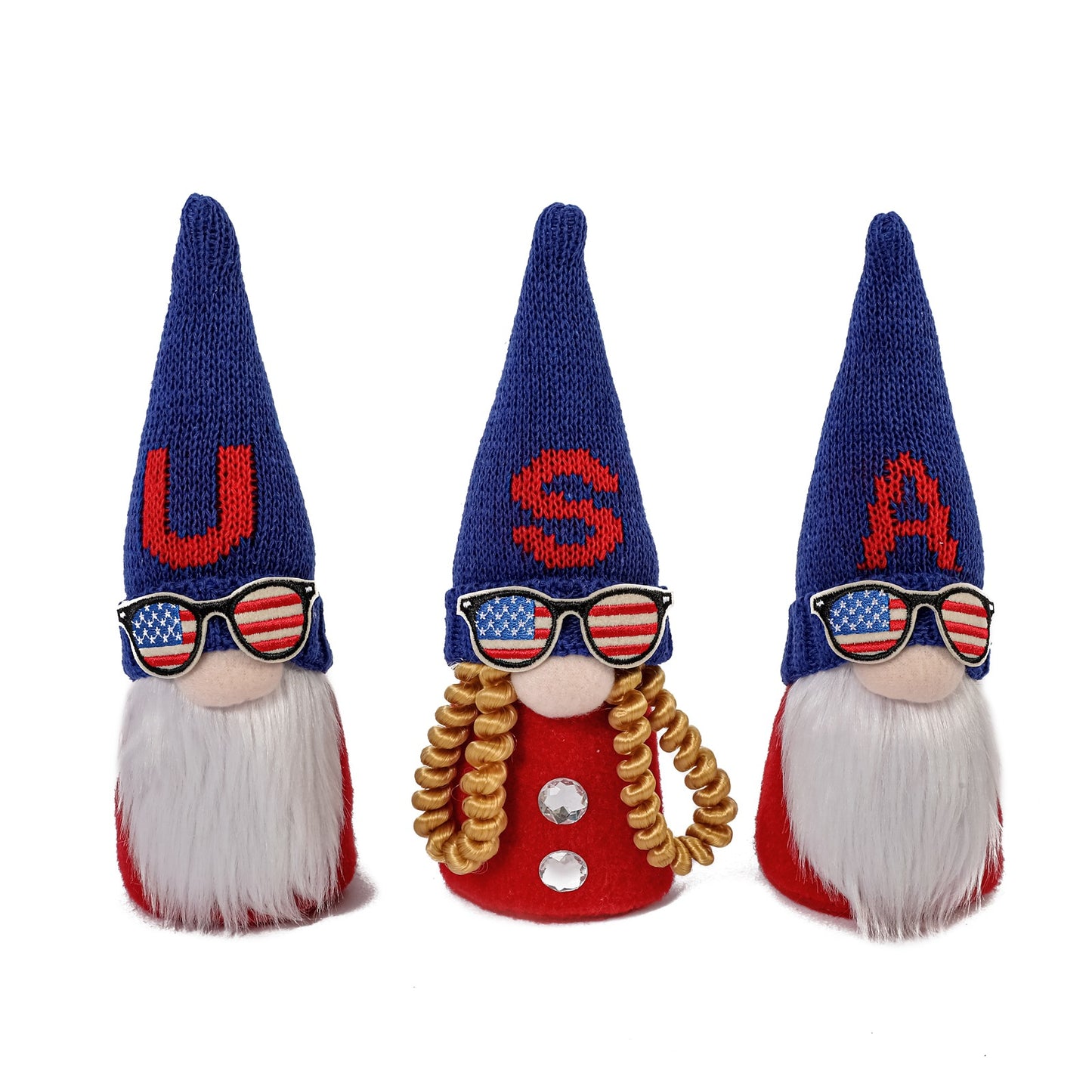 Patriotic Set of 3 Gnomes