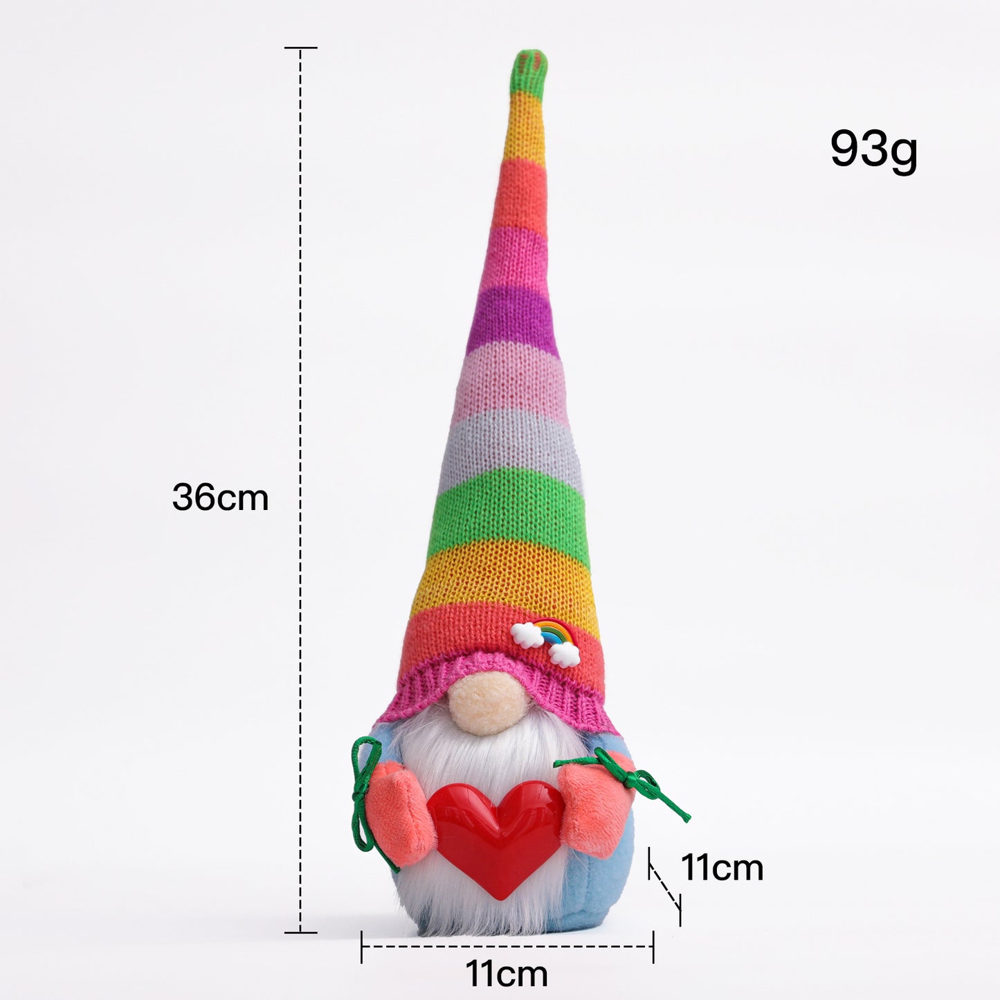 Rainbow Knitted Love Gnome