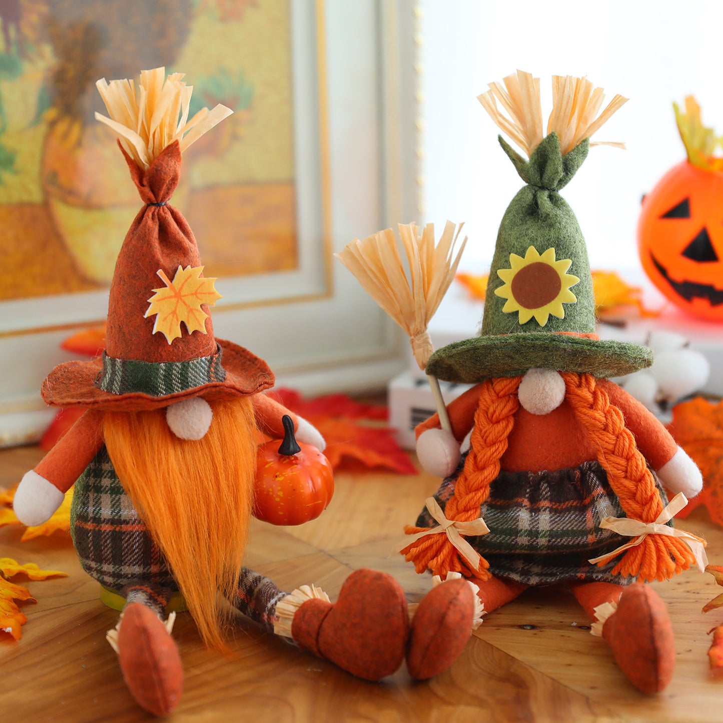 Harvest Pumpkin Broom Gnome